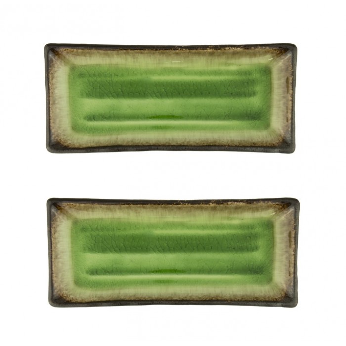 Set 2 platouri portelan dreptunghiulara Culinaro Gio Emerald 29x12,5x3,3cm