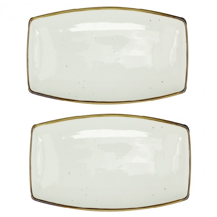 Set 2 platouri portelan dreptunghiulare CULINARO ARIZONA GLISS 36x20xh2,2cm