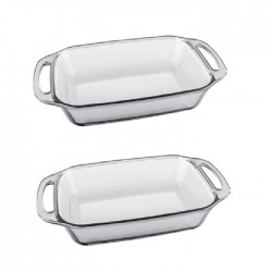 Set 2 tavi dreptunghiulare de copt Marinex Forno din sticla termorezistenta 3,5l  37x22,9xh7cm...
