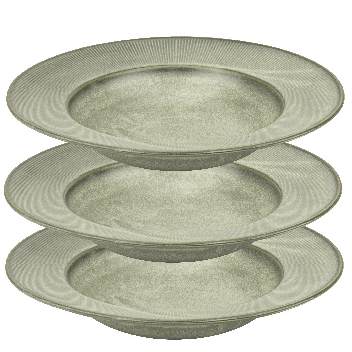 Set 3 farfurii portelan Culinaro Moss pentru paste 28cm