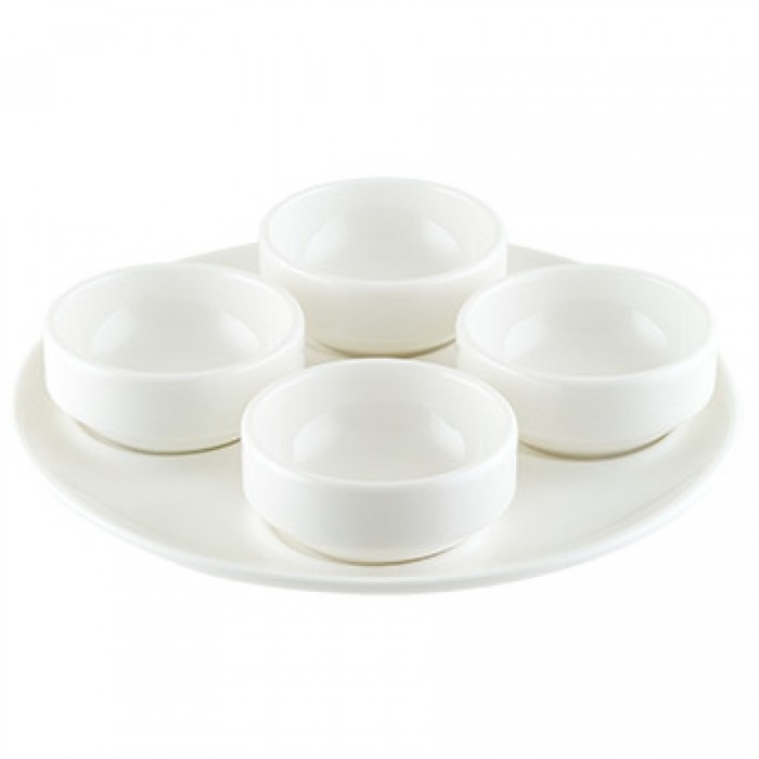 Set 4 boluri cu suport farfurie din portelan BONNA GOURMET   