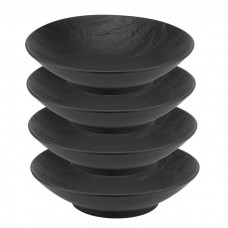 Set 4 boluri portelan Culinaro Meteor Black 22,5xh5,4cm, negru