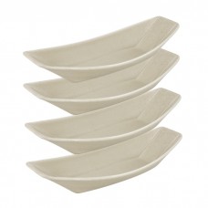 Set 4 boluri tip barca ceramice STREET FOOD CREAM, 30,6x11,6xh5,5cm