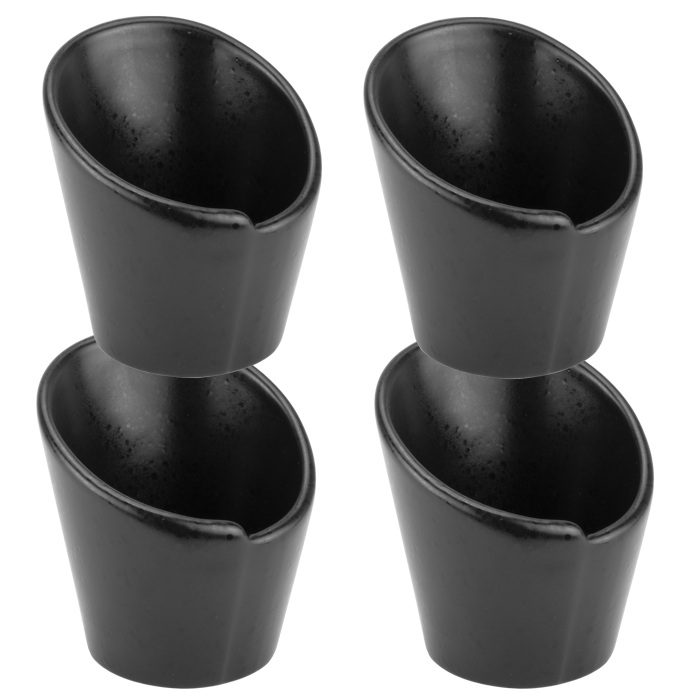 Set 4 cosuri tip cornet servire cartofi prajiti/snacks  STREET FOOD BLACK, D9xh12cm, ceramica