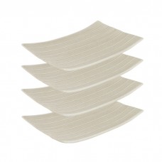 Set 4 Platouri din ceramica, tip frunza banan, STREET FOOD CREAM, 23,3x14,7x2,7cm