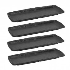 Set 4 platouri melamina dreptunghiular Polaris Terra Black 28,5x12xh3cm