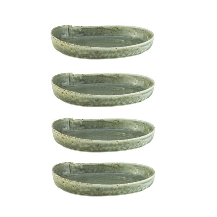 Set 4 platouri ovale, portelan Culinaro Hazel Green 23,6x15,5xh4,5cm