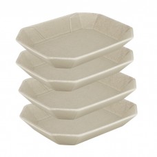 Set 4 platouri servire din ceramica STREET FOOD CREAM, 22,3x17,3xh3,6cm