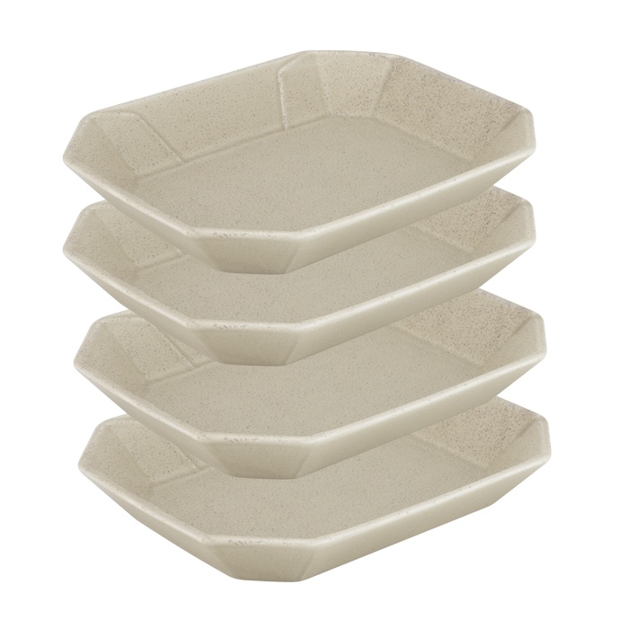 Set 4 platouri servire din ceramica STREET FOOD CREAM, 22,3x17,3xh3,6cm