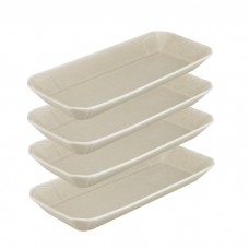 Set 4 platouri servire kebab din ceramica  STREET FOOD CREAM, 30,3x13,1xh3,4cm