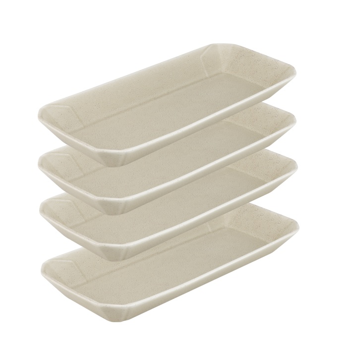 Set 4 platouri servire kebab din ceramica  STREET FOOD CREAM, 30,3x13,1xh3,4cm