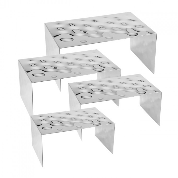 Set 4 suporturi prezentare bufet North 26x17xh13/31x20x15/36x23xh17/41x26xh19cm,inox,argintiu
