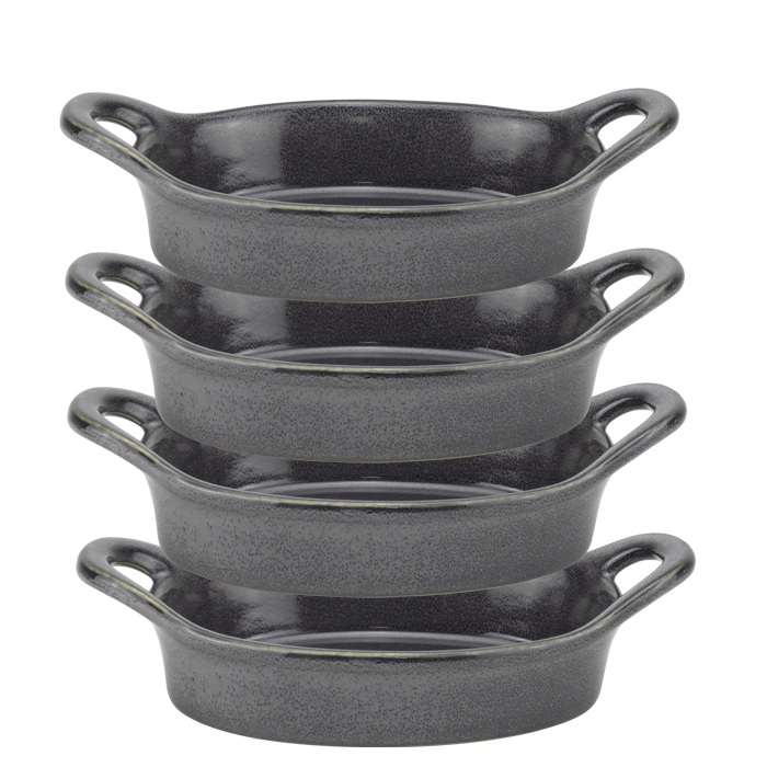 Set 4 tavi ovale de copt ceramica  CULINARO HOME 27x14xh7cm,gri