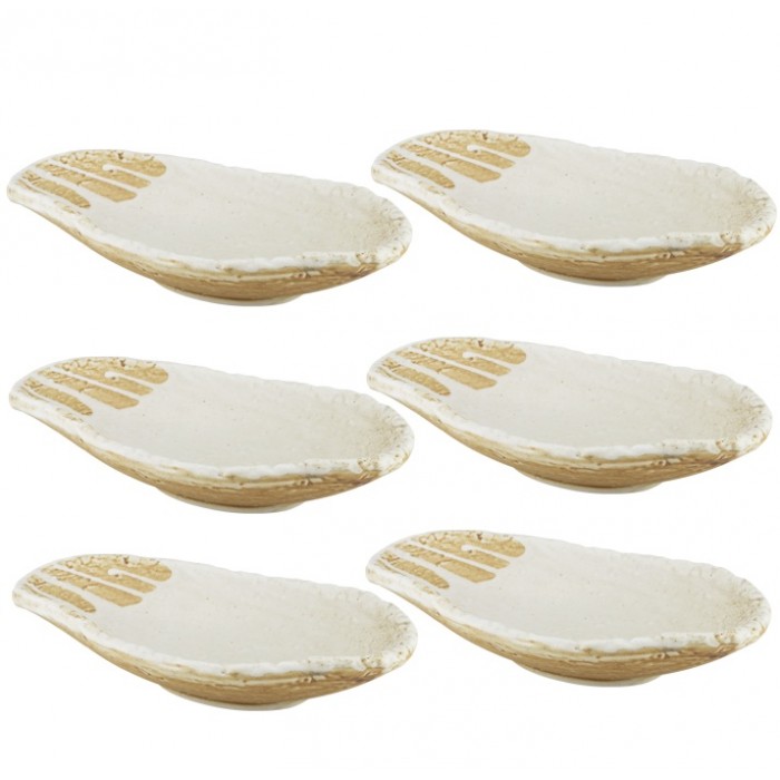 Set 6 boluri asimetrice din portelan CULINARO FUJI 20x12x4,3cm