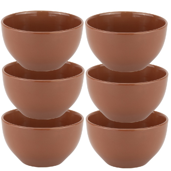 Set 6 boluri ceramica stil traditional 14cm.maro