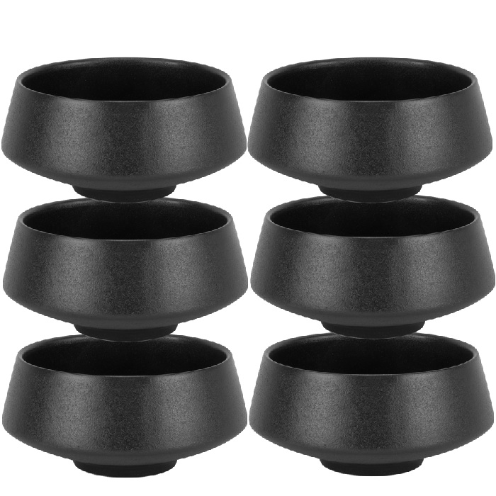 Set 6 boluri conice din ceramica Culinaro Atlas Black 13cm,600ml
