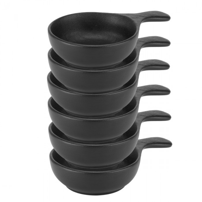 Set 6 boluri cu maner din portelan Culinaro Meteor Black 25,5x15xh5,2cm