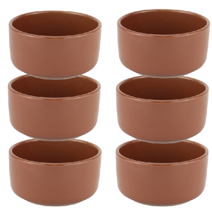 Set 6 boluri desert ceramica stil traditional 11cm.maro Set 6 boluri desert ceramica stil traditional 11cm.maro