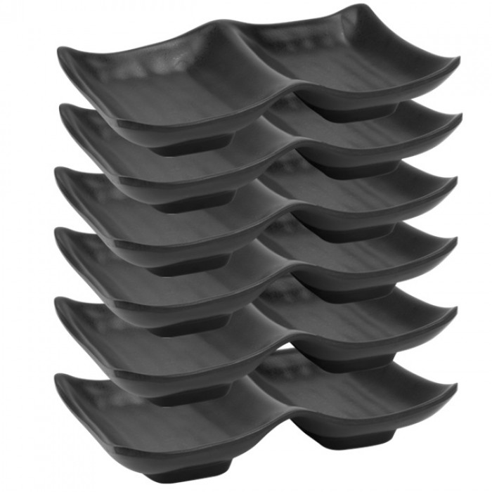 Set 6 boluri ramekin 2 compartimente Raki Shibui din melamina 13,5x8,5xh2cm Set 6 boluri ramekin 2 compartimente Raki Shibui din melamina 13,5x8,5xh2cm