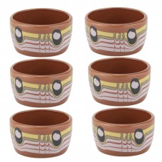 Set 6 boluri ramekin ceramica stil traditional 7cm,cu decor