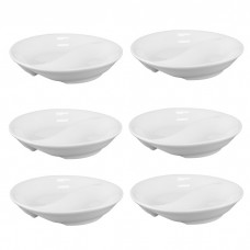 Set 6 boluri ramekin cu 2 compartimente din portelan Sea Food 9cm