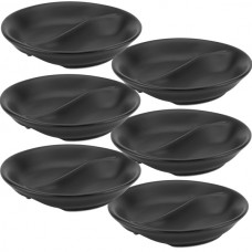 Set 6 boluri ramekin cu 2 compartimente portelan Culinaro Meteor Black 9cm,negre