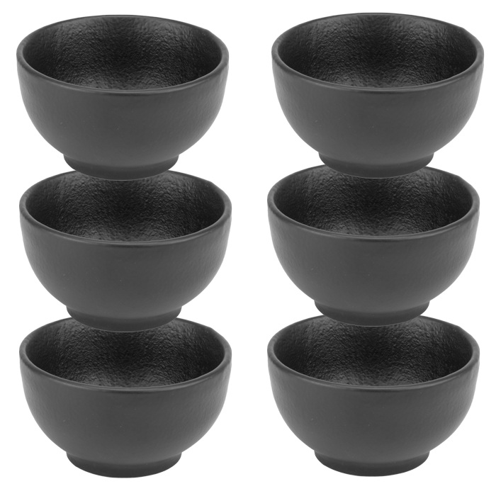 Set 6 boluri ramekin portelan Culinaro Meteor Black 9xh5cm, negru