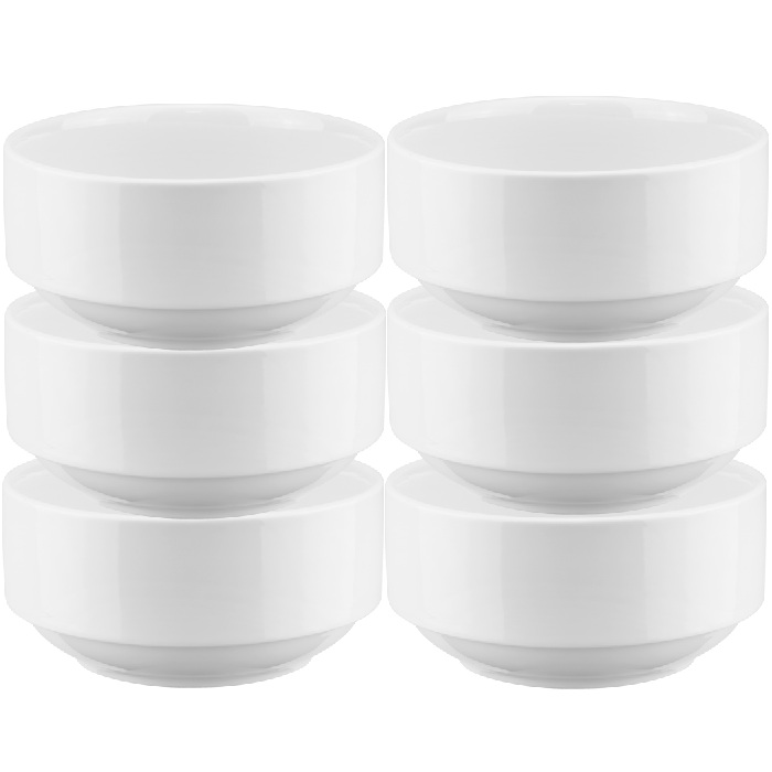 Set 6 boluri suprapozabile Culinaro Alvi din portelan 6cm,60ml