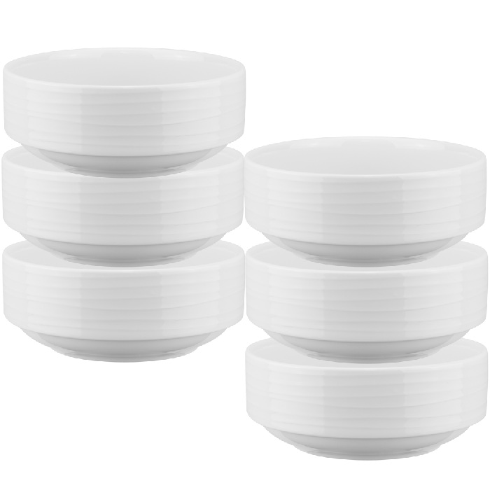 Set 6 boluri suprapozabile Culinaro Wave din portelan 10cm,300ml