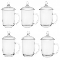 Set 6 cani din sticla cu capac pentru ceai Raki 350ml,8,7xh16cm