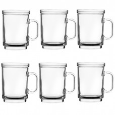 Set 6 cani din sticla cu capac Raki 390ml,8,8xh12cm