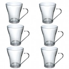 Set 6 cesti COK 230ml din sticla cu maner metalic,cappuccino