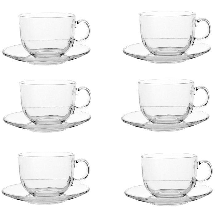 Set 6 cesti cu farfurii din sticla Raki 420ml