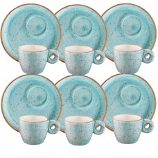 Set 6 cesti cu farfurioare, cafea din portelan Bonna Aqua 70ml