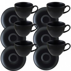 Set 6 cesti cu farfurioare portelan BONNA NOTTE 230ml pentru ceai