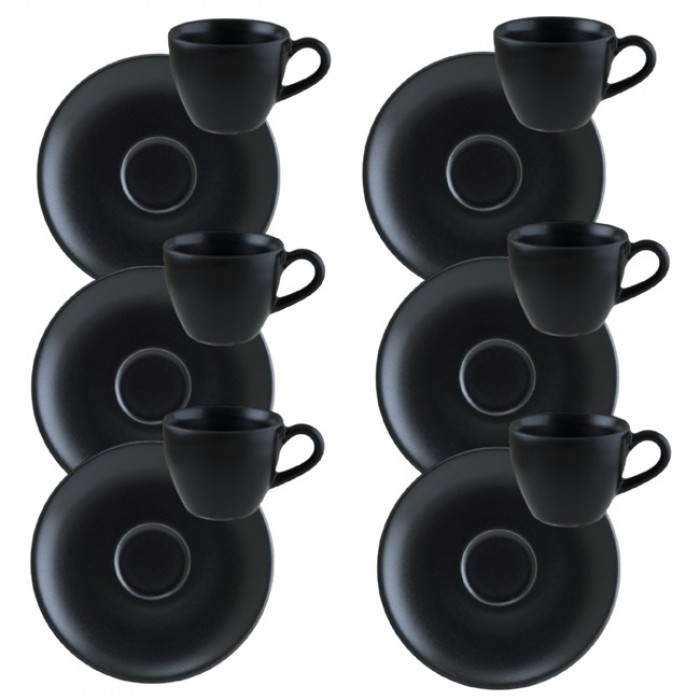 Set 6 cesti cu farfurioare portelan BONNA NOTTE 80ml pentru cafea
