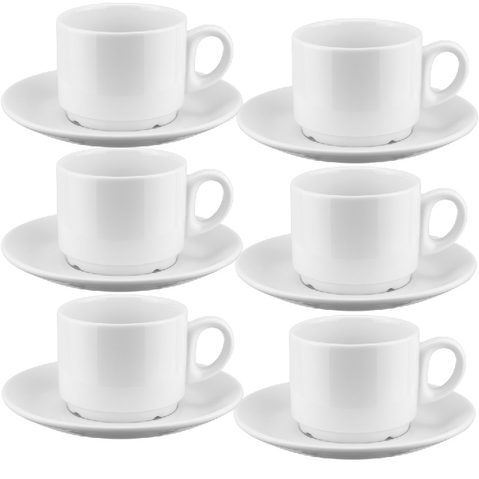 Set 6 cesti cu farfurioare portelan Culinaro Alvi 200ml