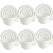 Set 6 cesti cu farfurioarii BONNA KAFF pentru capucino 250ml,portelan