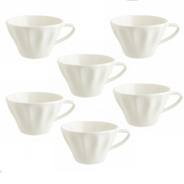 Set 6 cesti pentru ceai/cafea BONNA RAW, 235ml, portelan, alba (RAW 02CF)