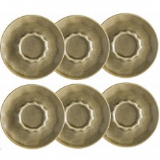 Set 6 farfurii 16cm suport cest ceai Bonna Raw Terra portelan,maro