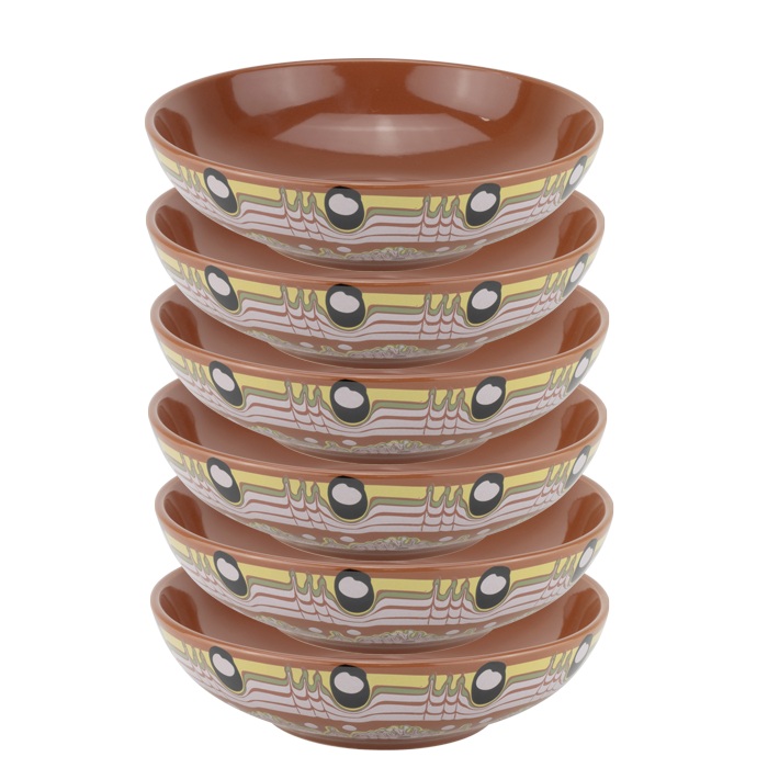 Set 6 farfurii adanci ceramica stil traditional 20cm,cu decor