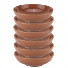 Set 6 farfurii adanci ceramica stil traditional 20cm,maro