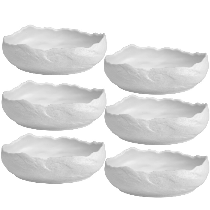 Set 6 farfurii adanci ovale CULINARO WHITE NEST 20x16xh7,2cm, 700ml