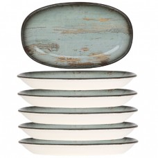 Set 6 farfurii ovale din portelan BONNA MADERA 15x8,5cm