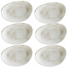 Set 6 farfurii ovale din portelan BONNA NACROUS MATT 15x8,5cm