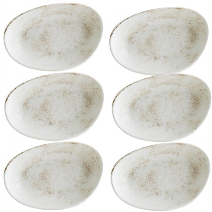Set 6 farfurii ovale din portelan BONNA NACROUS MATT 15x8,5cm