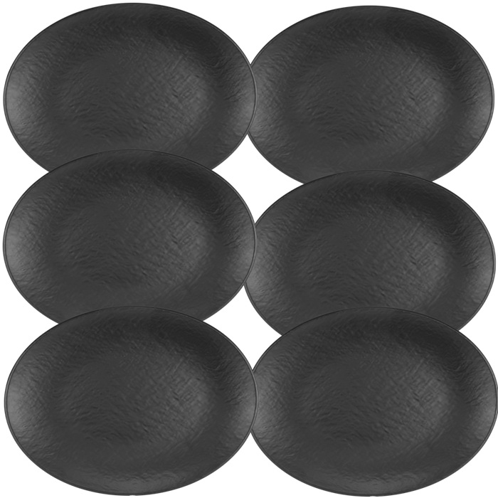 Set 6 farfurii ovale melamina Tilda Matt Black 30x22,3xh2,3cm