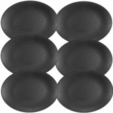 Set 6 farfurii ovale melamina Tilda Matt Black 35x26xh2,7cm