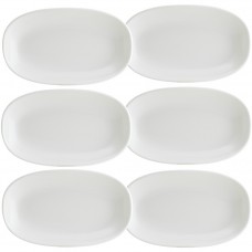 Set 6 farfurii ovale portelan Bonna Iris White 19x11cm 