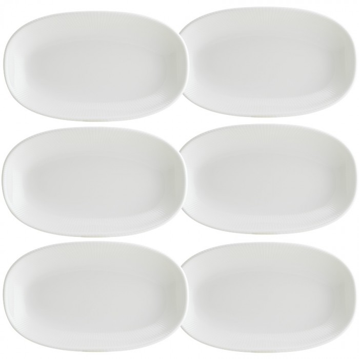 Set 6 farfurii ovale portelan Bonna Iris White 19x11cm 
